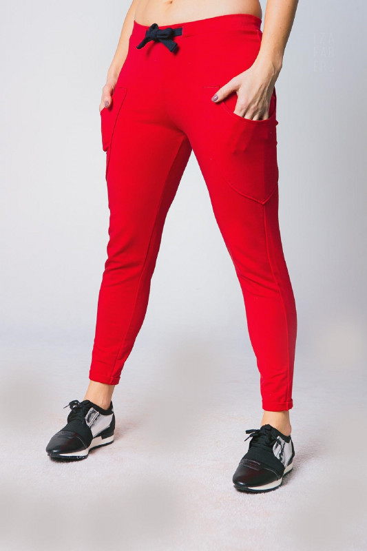 Spodnie damskie dresowe czerwone_photo1