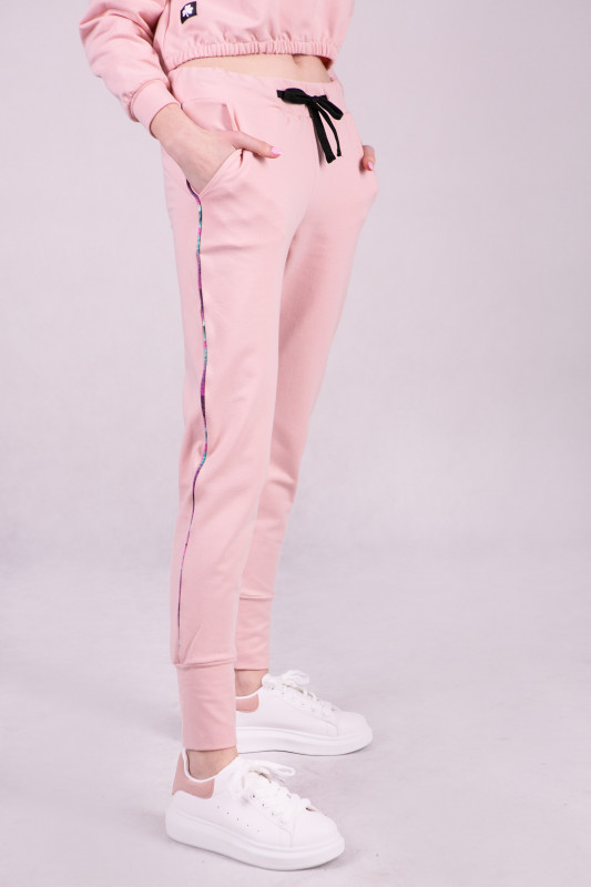 Spodnie dresowe damskie ze ściągaczem, różowe_photo1