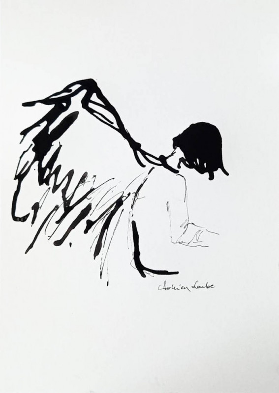 "Spotkanie z aniołem" grafika, rysunek tuszem_photo1