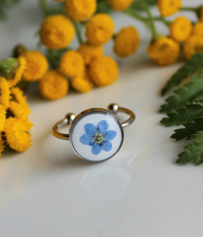 Srebrny pierścionek z kwiatem niezapominajki_photo1