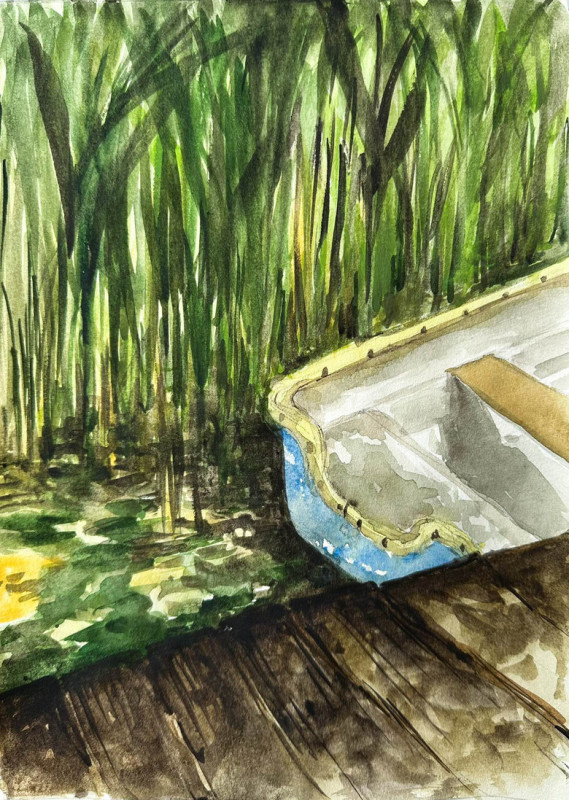 "Stara łódka w słońcu" akwarela artystki A. Laube_photo1