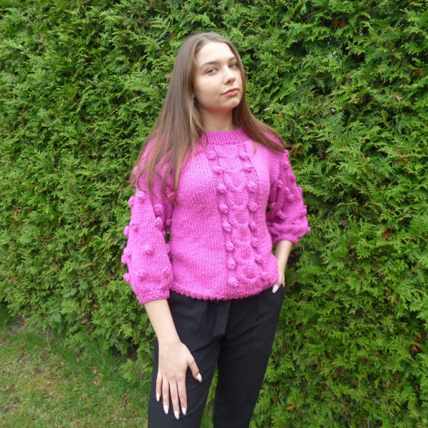 Sweter z bąbelkami fuksja_photo1