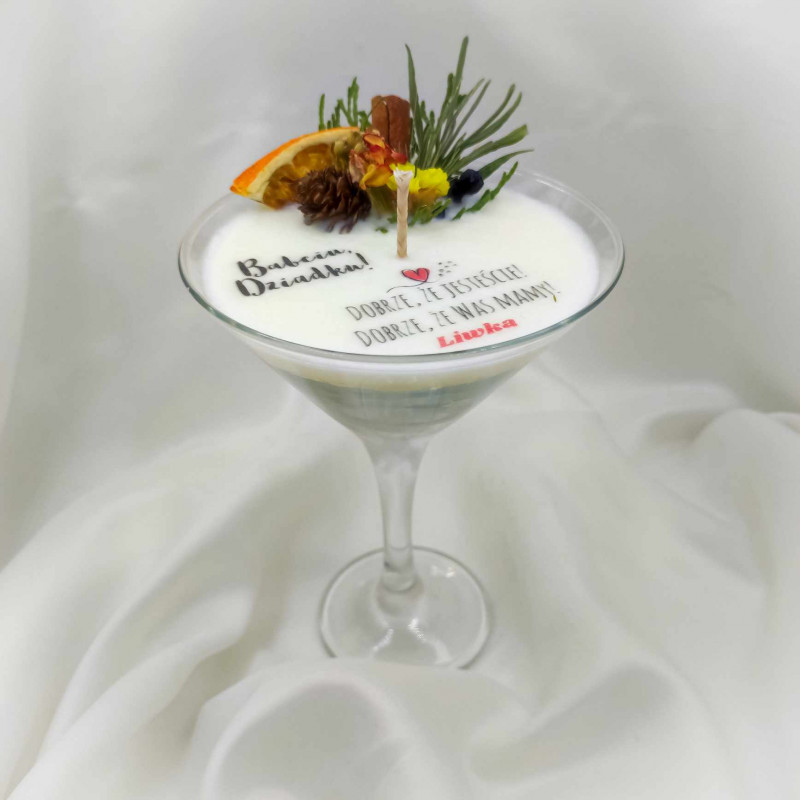 Świeca sojowa w kieliszku do martini/ dla Dziadków_photo1