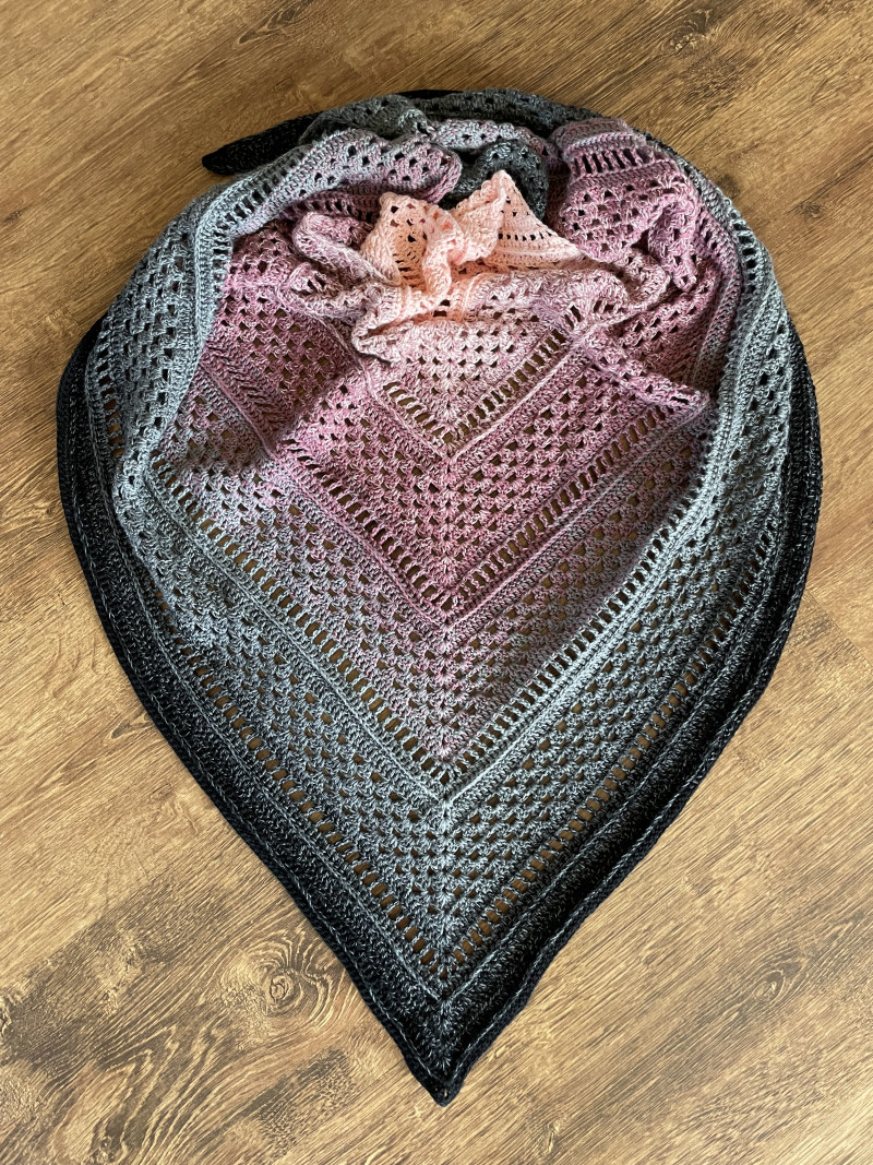 Szaro różowa cieniowana chusta Klasyk handmade_photo1