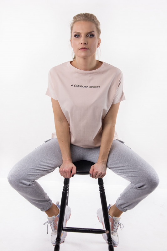T-shirt nude ,,Świadoma kobieta - Sklep Online Artyferia