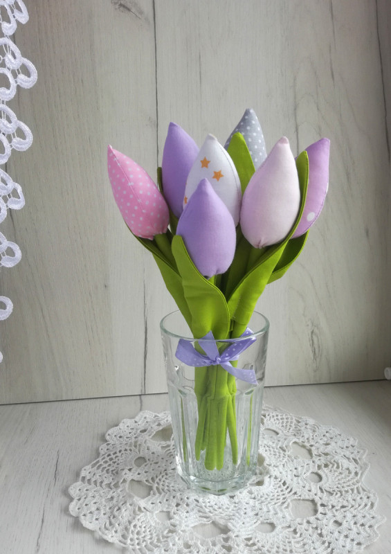 Tulipany z bawełny bukiet Dzień Matki ozdoba_photo1