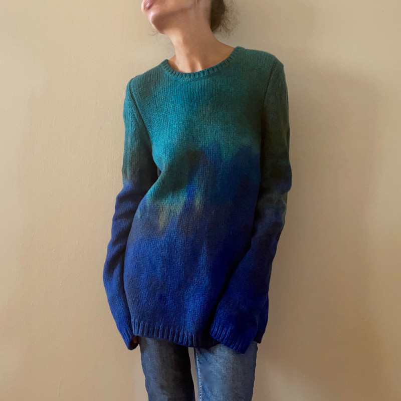 Unisexowy sweter wełniany turkus&niebieski_photo1