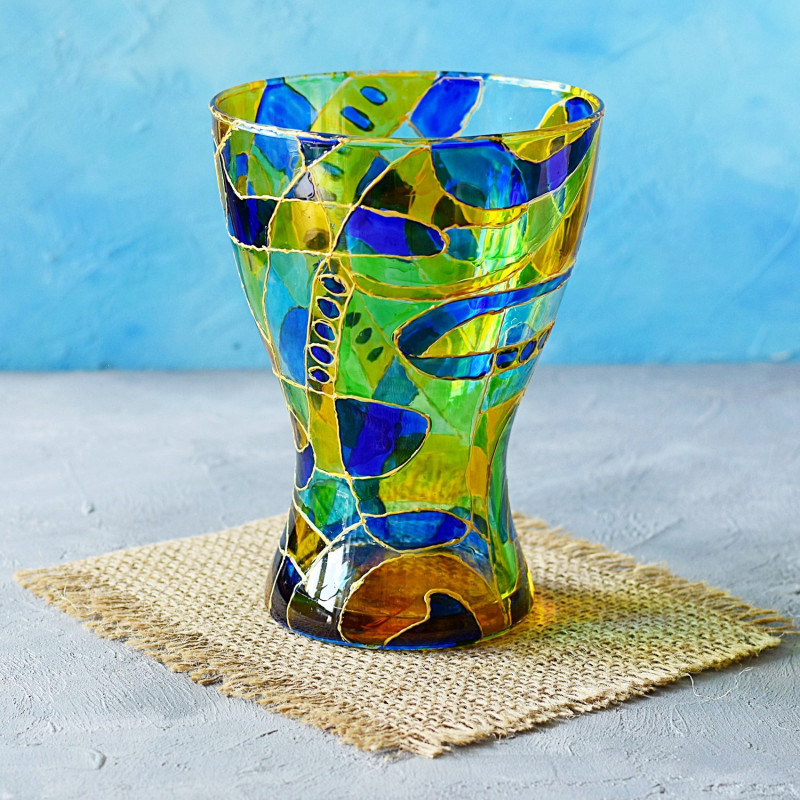 Wazon szklany ręcznie malowany - Abstrakcja Koła_photo1