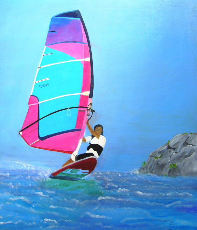 Windsurfing, akryl.  Format 60x70 cm_photo1