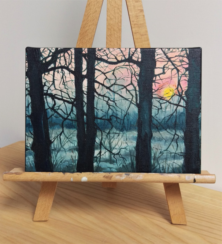 Wschód słońca - ręcznie malowany obraz akrylowy_photo1