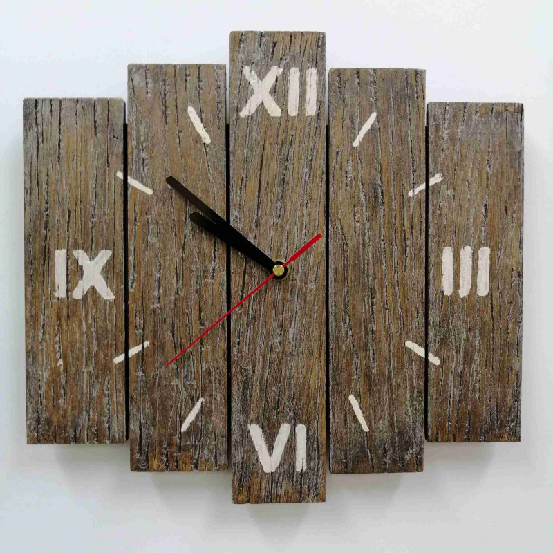 Zegar ścienny drewniany z desek mały kreski_photo1