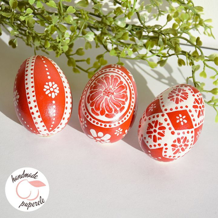 Zestaw drewnianych jaj wielkanocnych - tradycyjny, czerwony_photo1