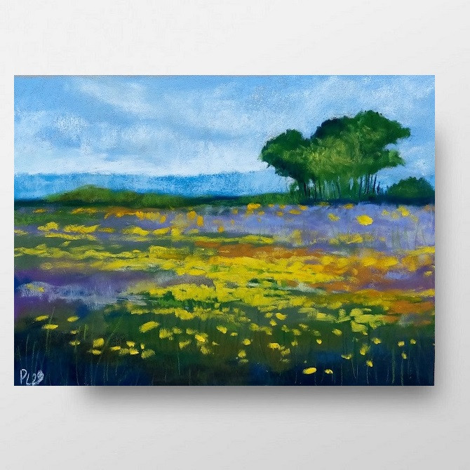 Żółta łąka- rysunek   formatu 24/18 cm  pastele_photo1